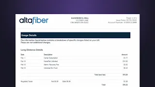 altafiber Bill Explanation