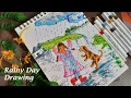 Download Lagu Rainy day drawing tutorial | How to draw a girl with playful puppy dog | Rainy season scenery