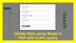 Update Data using Bootstrap Modal in PHP with AJAX Jquery with Source Code