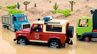 Camión de bomberos, volquete, grúa | La aventura del equipo de juguetes