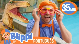 Blippi Brinca de Afunda ou Bóia com um Dinossauro | Melhores Episódios do Blippi | Vídeos Educativos