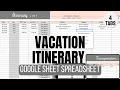 Vacation Itinerary Spreadsheet Google Sheets