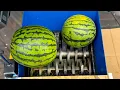 Breaking Glass Bottles Watermelon drop into the Shredder ASMR