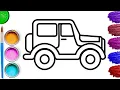 How to draw a Jeep Coloring Painting for beginners Transport Vehicles Drawing