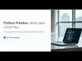 Lecture 18 Python Pandas Write data in CSV files