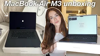 MacBook Air M3 Unboxing 15 inch setup widgets aesthetic customization