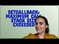Salesforce setCallback Maximum call stack size exceeded