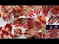 Stylish Acrylic Red Maroon Gel Polish Nails Designs for Women