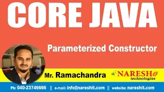 Parameterized Constructor Core Java Tutorial Mr Ramachandra