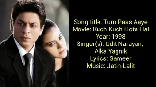  tum paas aaye hindi lyrics kuch kuch hota hai