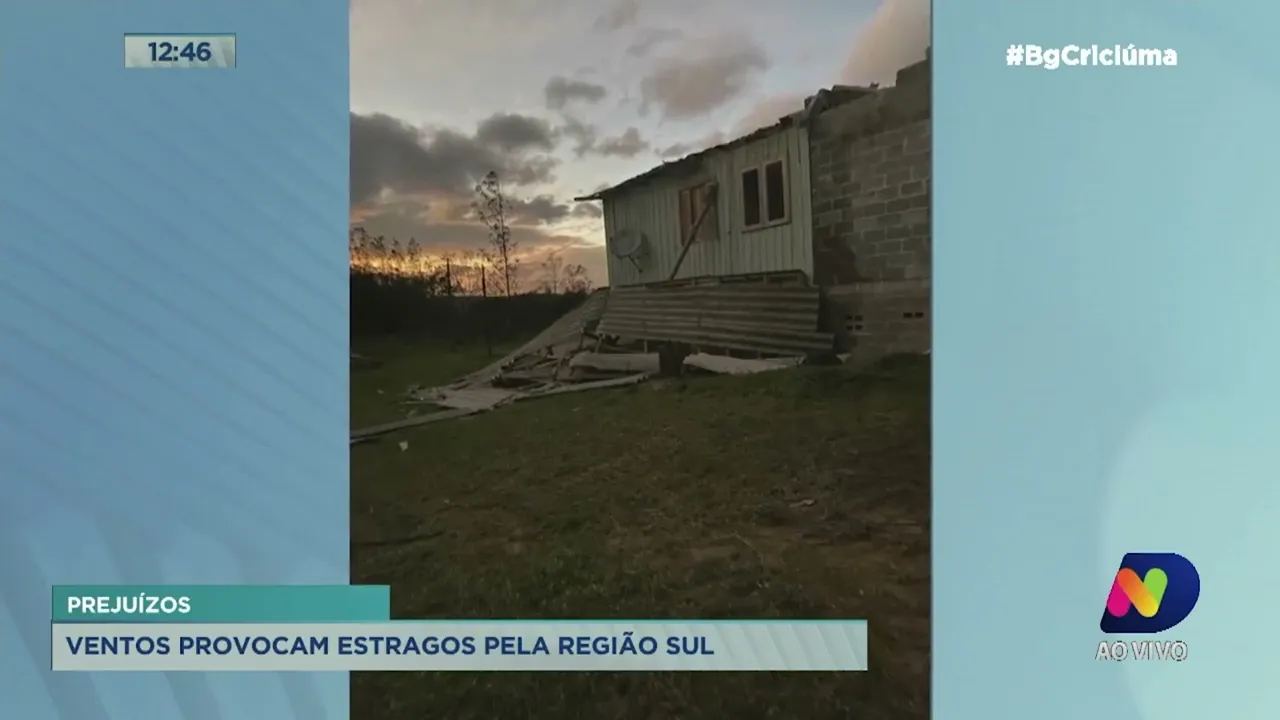 Fortes ventos causam prejuízos em municípios da região Sul