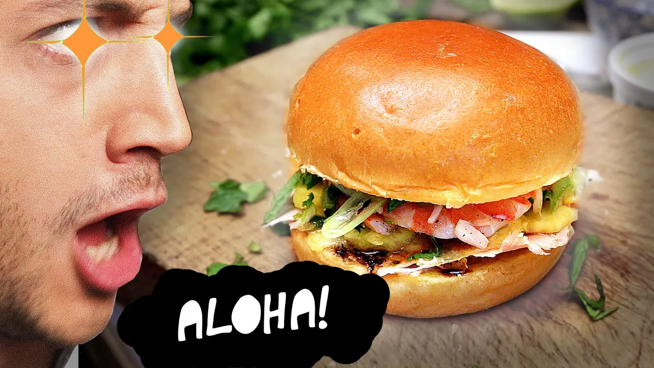 Hawaiian Burger with Glazed Ham Leftovers ! ALOHA !