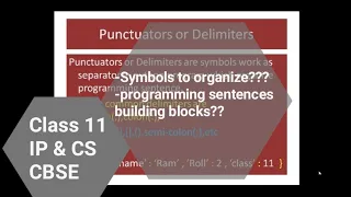 Punctuators and Delimiters Class 11 IP and CS CBSE