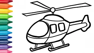 How to Draw and Color a Helicopter for Kids | Easy Helicopter Drawing Tutorial