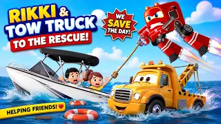 Supercar Rikki Saves the Kids! 🚤 Amazing Ocean Rescue Adventure | Kids Cartoon