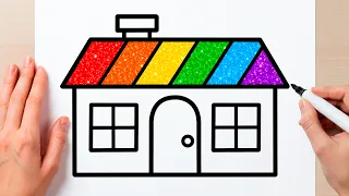 COMO DESENHAR UMA CASA FÁCIL | Easy House Drawing Tutorial | Easy Drawing for Kids & Toddlers