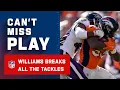 Javonte Williams with 99 Broken Tackles