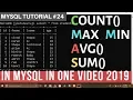 MySQL SQL Aggregate functions in One Hindi COUNT MAX MIN AVG SUM IN SQL