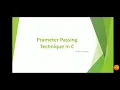 Parameter Passing Technique in C