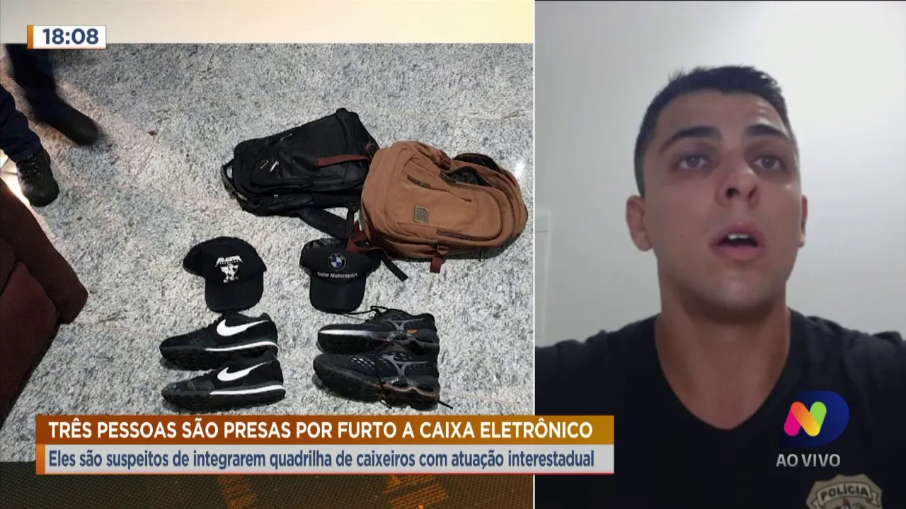 Três pessoas são presas por furto a caixa eletrônico