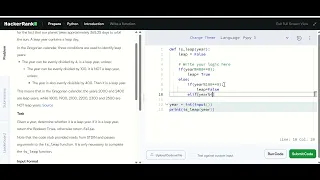 Leap Year Problem using Function Hackerrank Python Solution in Hindi Tutorial for Beginners