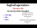 logical operators in C language lecture 11