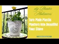 How To Turn Plastic Planters Into Faux Stone