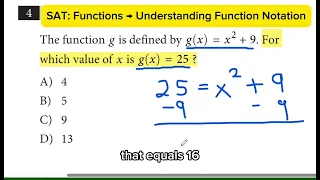 SAT Practice Test Functions - Understanding Function Notation