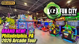 JUST OPENED Fun City Adventure Park Philadelphia PA January 2026 arcade tour 4K walkthrough