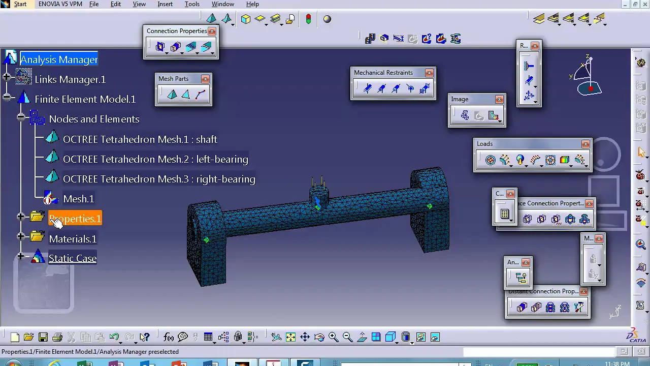 FEA, Chapter15 Shaft Bearing Assembly no planes of symmetry used, Catia v5, Nader G Zamani