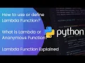 How to Use or Define Lambda Function What is Lambda or Anonymous Function
