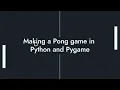 Learning pygame by making Pong part 4 - Reworking the code with sprites making it look prettier
