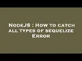 NodeJS How to catch all types of sequelize Error