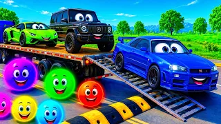 Flatbed Truck McQueen Transportation with Truck Pothole vs Car | BeamNG Drive