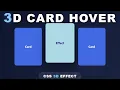 CSS 3D Card Hover Effect HTML CSS Tutorial