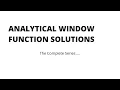 Window Analytical Function Solution Analytical function in Oracle Analytical function Oracle