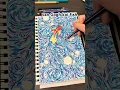 Van Gogh style koi pond drawing colored pencil art