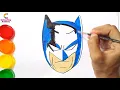 Batman colouring page for kids Draw Batman Face so easy