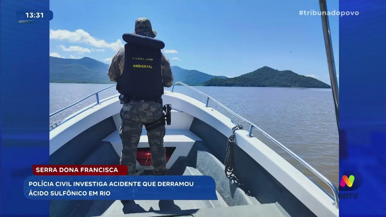 Serra Dona Francisca: Polícia Civil investiga acidente que derramou ácido sulfônico em rio