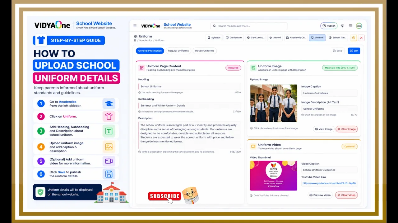 Publish School Uniform Details on Your Website