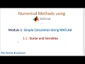 1 2 MATLAB Numerical Methods - Basic Calculation using MATLAB