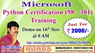 Microsoft Python Certification 98 - 381 Training in DURGASOFT