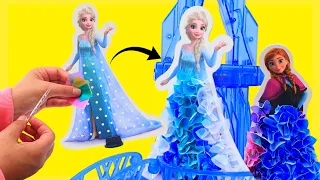 Frozen Elsa and Anna Paper Doll Dress Crafts with Colorful Fabric Pieces