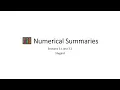 M3 L1 Numerical Summaries chapter3 sections 3 1 - 3 2