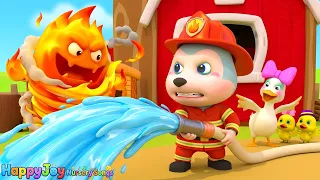 🚒 Brave Firefighter Wolfoo vs Angry Fire Monster! 🔥 | Fire Truck & Safety Song | HappyJoy Kids Songs