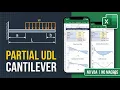 Cantilever Beam with Partial UDL Calculator Excel Shear Moment Deflection