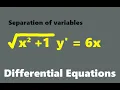 Sqrt x 2 1 y 6x Separation of variables method
