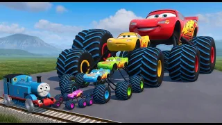 Spider Lightning McQueen vs Speeding Trains & Extreme Obstacles! | BeamNG.drive Challenge