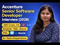 Accenture Senior Software Developer Interview 2026 NET Core C Angular SQL Azure 8 Exp