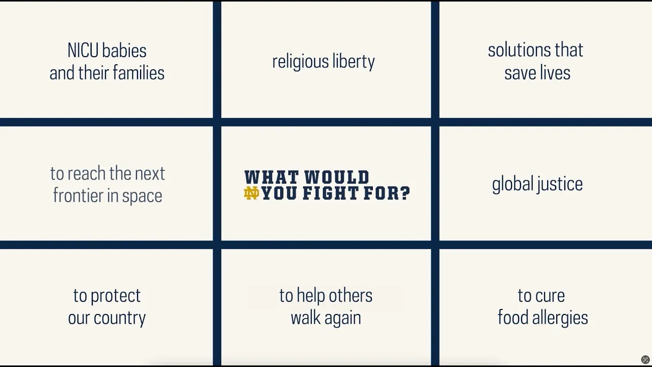 University of Notre Dame — University of Notre Dame — What Would You Fight For? (YouTube video ad)